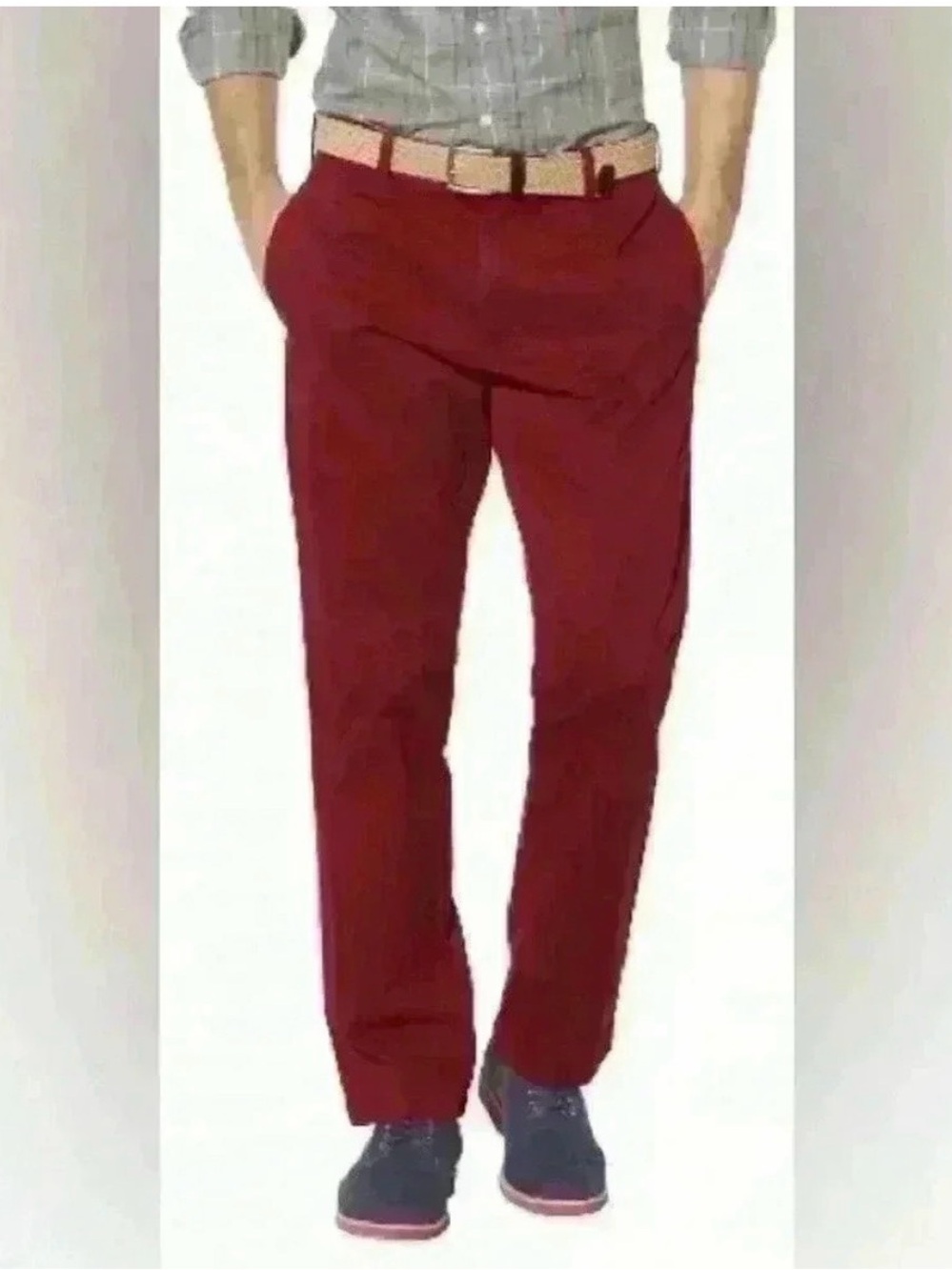 Haggar h26 red chino straight leg pants 36x32 100% cotton